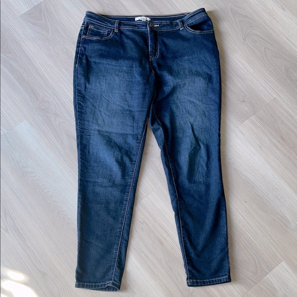 Bass Classic Straight Leg Blue Jeans L Relaxed Fit Stretch Dark Wash Casual